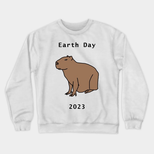 Capybara Earth Day 2023 Crewneck Sweatshirt by ellenhenryart